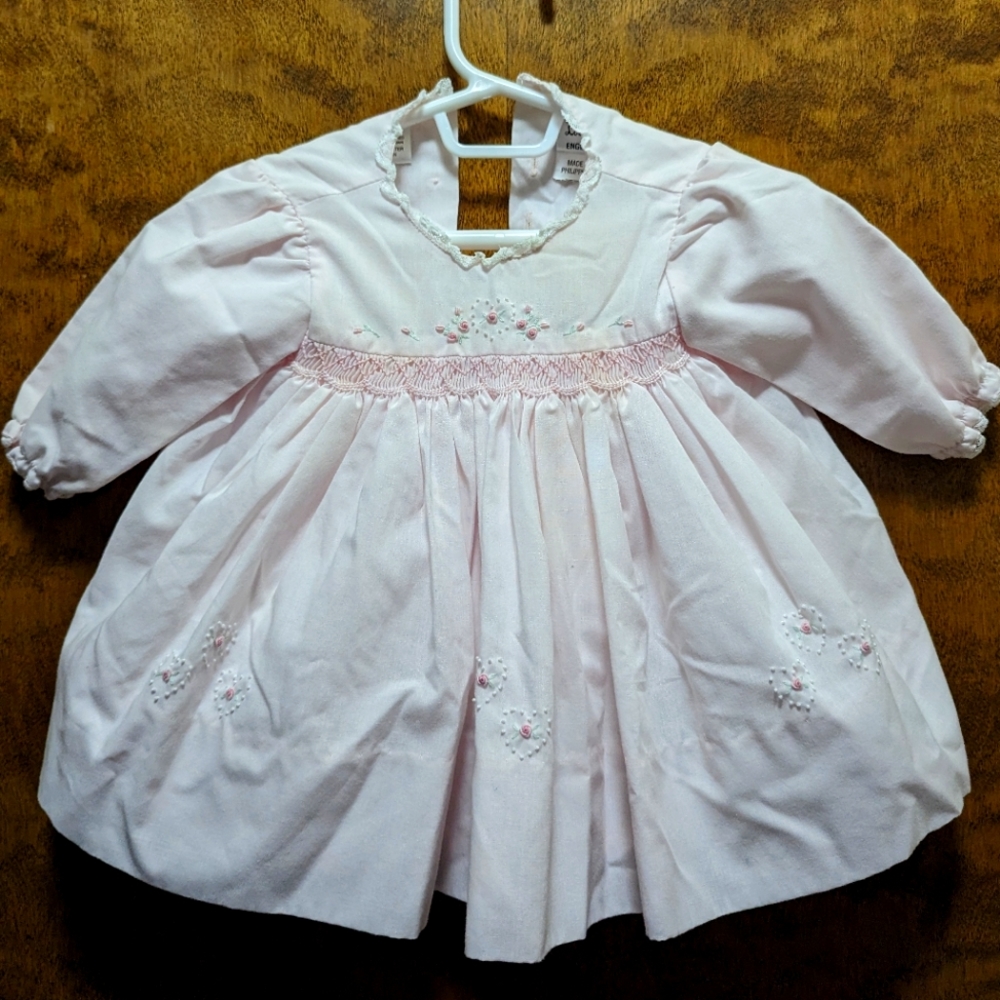LUXURY Sarah Louise pink smocked dress 3 months girls